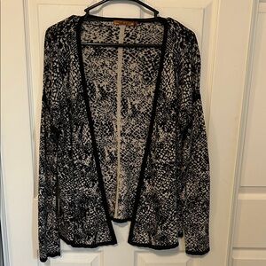 BELLDINI Black and Cream Open Front Cardigan Women's Large
